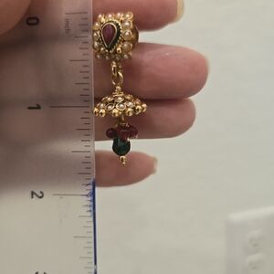 Elegant Gold and Red Dangle Earrings